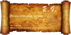 Roszinszky Irma névjegykártya